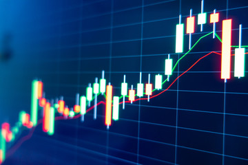 Stock market graph on LED screen monitor