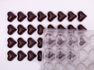 top view of chocolate hearts