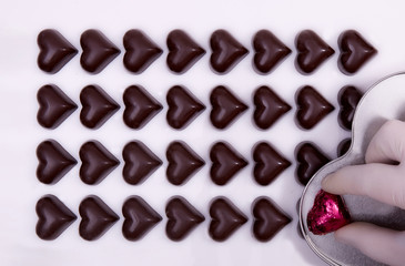 top view of chocolate hearts