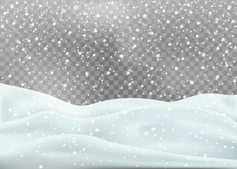 Snowy landscape isolated on white background. Vector illustration.