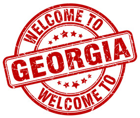 welcome to Georgia red round vintage stamp
