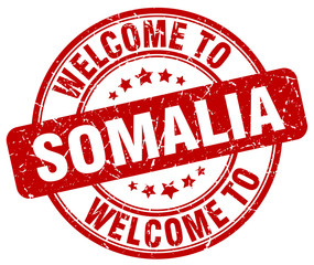 welcome to Somalia red round vintage stamp
