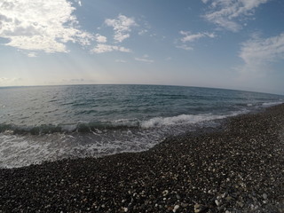 wave breaking on the rocks