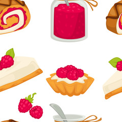 Cake sweets food with sugary ingredients and raspberry