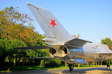 Chinese air retired fighter jets in a park