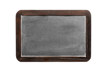 Fototapeta premium Blank vintage chalkboard with wooden frame, isolated on white background