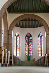 Munster. Int&eacute;rieur de l'&eacute;glise Saint L&eacute;ger, Alsace, Haut Rhin. Grand Est	