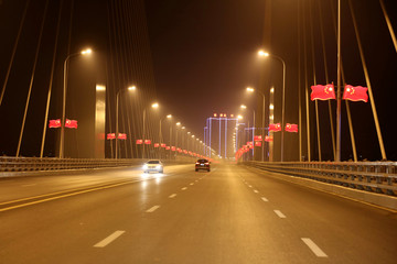Fototapeta na wymiar China river bridge at night