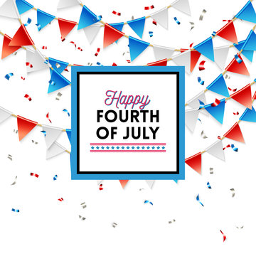 Patriotic red, white and blue Fourth of July card