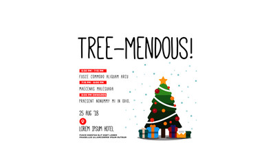 Tree-mendous Christmas Tree Invitation in Flat Style Design