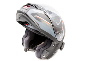 Motorcycle modular touring Helmet over isolated on white background with clipping path