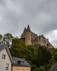 Fototapeta na wymiar Vianden Castle above the village in Luxembourg
