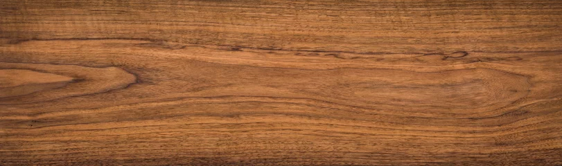 Keuken spatwand met foto Super lange walnoot planken textuur achtergrond. Walnoot houtstructuur. © Guiyuan