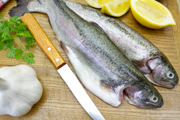 fresh fish on a cutting board