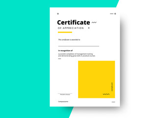 Certificate of appreciation template design. Elegant business diploma layout for training graduation or course completion. Vector background illustration.