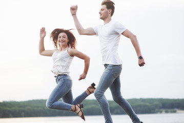 young couple have fun in the summer