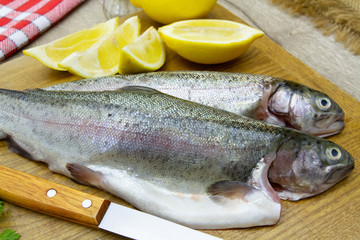 fresh fish on a cutting board
