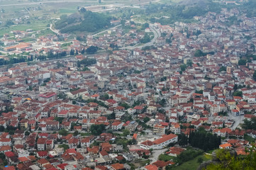 Obraz premium View of small city from top of mountains.