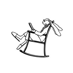Hand drawn reading hare