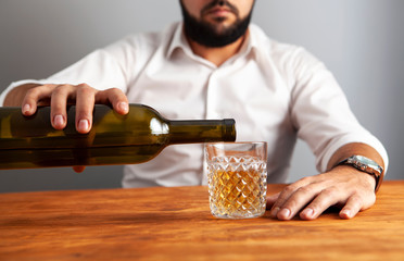 businessman bottle alcohol addiction