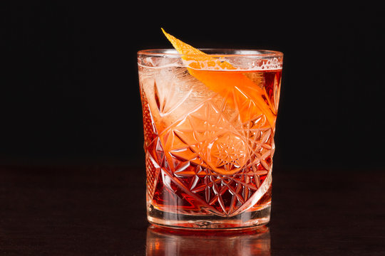 Alcohol cocktail collection - Negroni Americano with orange
