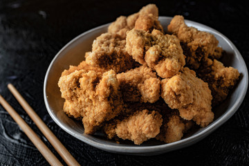 Delicious crispy fried chicken breast strips.