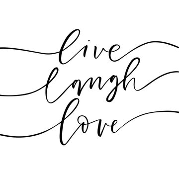 Live, laugh, love card. Hand drawn modern calligraphy. Vector ink illustration.