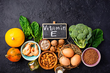 Assortment food sources of vitamin E - obrazy, fototapety, plakaty