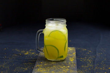 Tea Served Over Ice With Fresh Organic Lemons and Ginger
