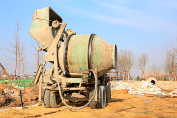 concrete mixer at the construction site