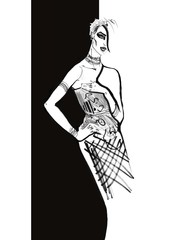 Elegant lady. Fashion  illustration. fashion background. fashion sketch.