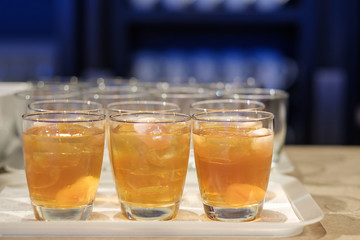 Fruit juice in glass.