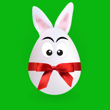 Cute rabbit egg character with green background, vector, illustration, eps file