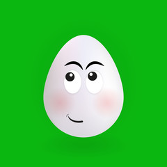 Cute shy egg character with green background, vector, illustration, eps file