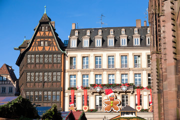 Strasboug 31 December 2017 .Christmas market in center of Strasbourg, Alsace