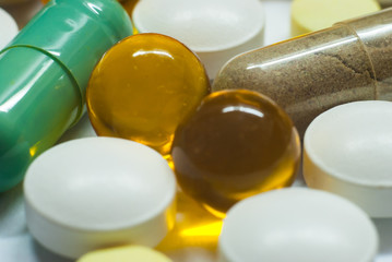 pills on white background