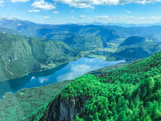 Naklejka na ściany i meble top view of lake bohinj slovenia