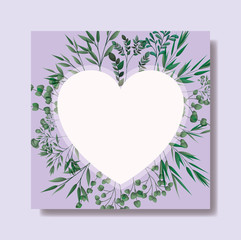 heart frame with laurel leafs