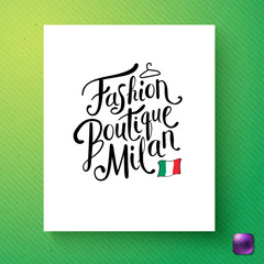 Vector Colorful green Fashion Boutique Milan label