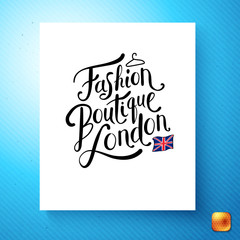 Vector image of Fashion boutique London postcard advertisement