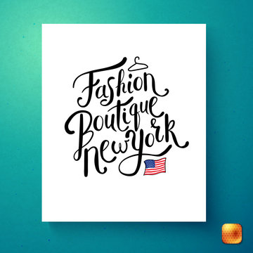 Vector image of Fashion boutique New York postcard advertisement