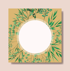 circular frame with laurel leafs