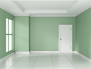 Empty green room interior design 3d rendering