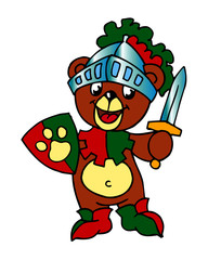 knight teddy bear with sword and fairy tale
