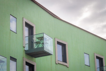 Fototapeta na wymiar Glass Balcony Side View