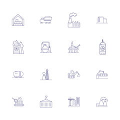 Heavy industry line icon set. Engineer, factory, oil derrick. Urban and business concept. Vector illustration can be used for topics like business, modern life, industry