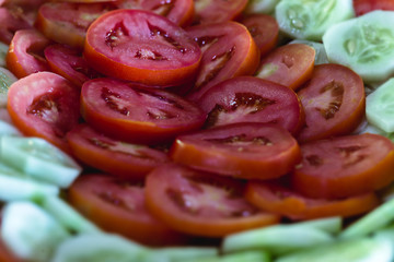 Sliced ​​tomato served at lunch