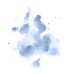 Abstract watercolor background hand-drawn on paper. Volumetric smoke elements. Blue, Navy Peony color. For design, web, card, text, decoration, surfaces.