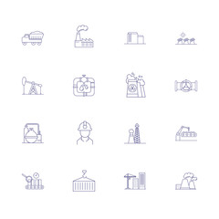 Large scale industry line icon set. Engineer, factory, oil derrick. Urban and business concept. Vector illustration can be used for topics like business, modern life, industry