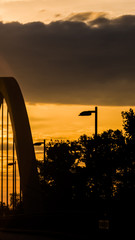 Smartphone HD Wallpaper of beautiful sunset at Plattling bridge - Isar - Bavaria - Germany
